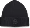 Hugo Boss Men's Edo Double B Logo Beanie, Black In Black