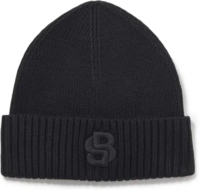 Hugo Boss Men's Edo Double B Logo Beanie, Black