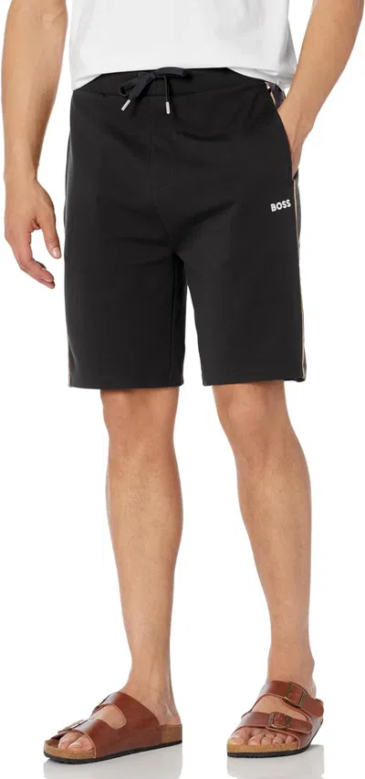 Hugo Boss Men's Embroidered Logo Cotton Blend Shorts, Black