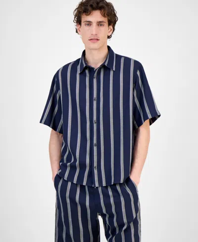 Hugo Boss Men's Eralino Striped Shirt In Blue