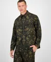 Hugo Boss Men's Erato Oversized Tapestry Button Front Shirt Jacket In Green