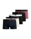 Hugo Boss Five-pack Of Stretch-cotton Trunks With Logo Waistbands In Navy/ Ivory/ Black