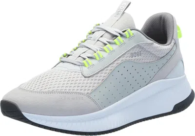 HUGO BOSS MEN'S EVO RUNNING SNEAKER, LIGHT PASTEL GREY