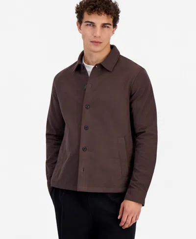 Hugo Boss Men's Evolo 10281825 01 Camp Collar Regular Fit Cotton Shirt Jacket In Brown