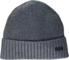 Hugo Boss Men's Fati Ribbed Beanie, Grey In Grey