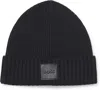 Hugo Boss Logo-patch Beanie Hat In Black