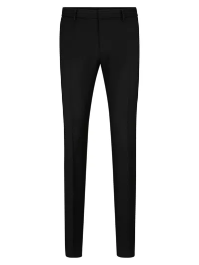 Hugo Boss Men's Formal Trousers In Virgin-wool Serge In Black