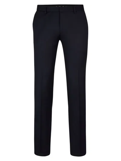 Hugo Boss Slim-fit Trousers In Virgin Wool With Stretch In Dark Blue