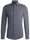 Hugo Boss Slim-fit Shirt In Geometric-print Performance-stretch Material In 410
