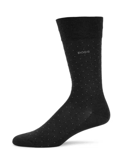 Hugo Boss Men's George Dot Print Logo Socks In Black