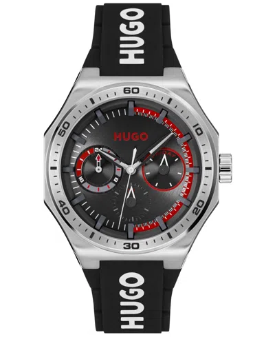 Hugo Boss Men's Grail Sport Quartz Multifunction Black Silicone Watch, 44mm