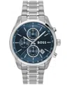 Hugo Boss Boss Grand Prix 44 Watch Silver In Metallic