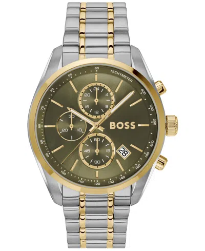 Hugo Boss Men's Grand Prix 44 Quartz Chronograph Two-tone Stainless-steel Watch, 44.50mm