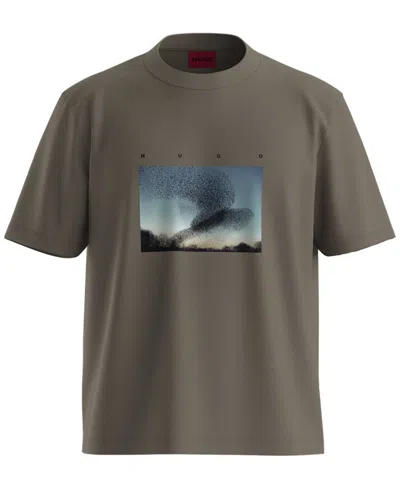 Hugo Boss Men's Graphic Printed Crewneck T-shirt In Gray