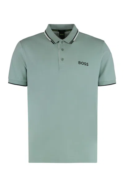 Hugo Boss Men Green Striped Logo Polo, Xxl Luxury Polos For Men Darveys