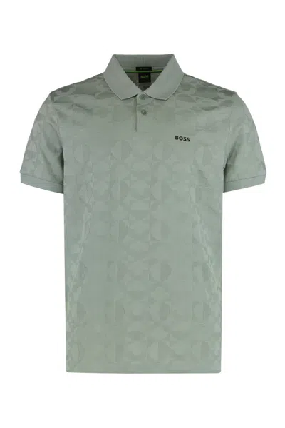 Hugo Boss Men Green Textured Logo Polo, Xl Luxury Polos For Men Darveys