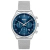 Hugo Boss Blue-dial Chronograph Watch With Mesh Bracelet Men's Watches In Silver