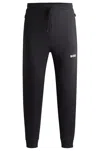 Hugo Boss Cotton-blend Tracksuit Bottoms With 3d-moulded Logo In Blue