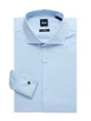Hugo Boss Men's Basic Solid Long-sleeve Dress Shirt In Blue