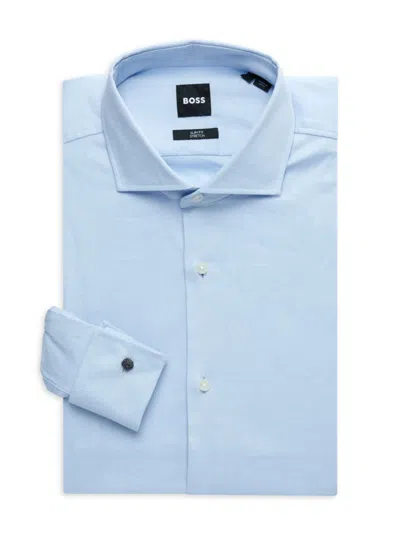 Hugo Boss Men's Basic Solid Long-sleeve Dress Shirt In Blue