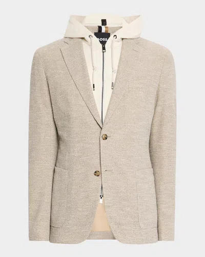 Hugo Boss Men's Hanry Sport Coat With Inset Hoodie In Light Beige