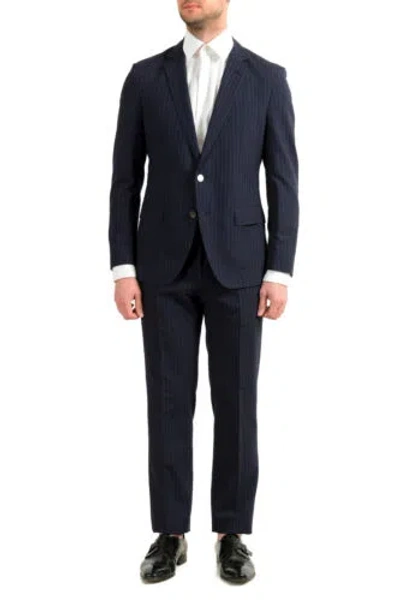 Pre-owned Hugo Boss Men's "helford/gender3" Slim Fit Blue Striped Wool Two Button Suit