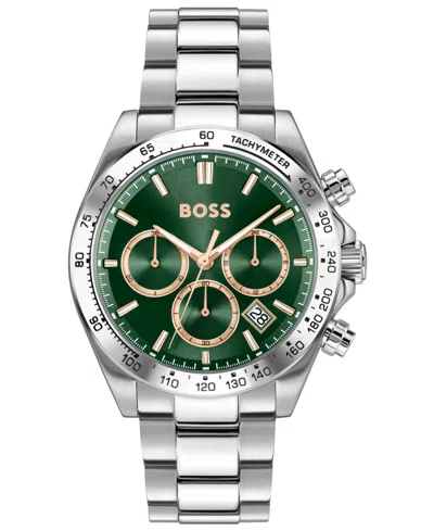 Hugo Boss Men's Hero 2.0 Quartz Fashion Chrono Stainless Steel Watch, 44mm In Silver