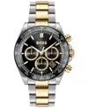 Hugo Boss Men's Hero 2.0 Quartz Fashion Chrono Two Tone Stainless Steel Watch, 44mm In Silver