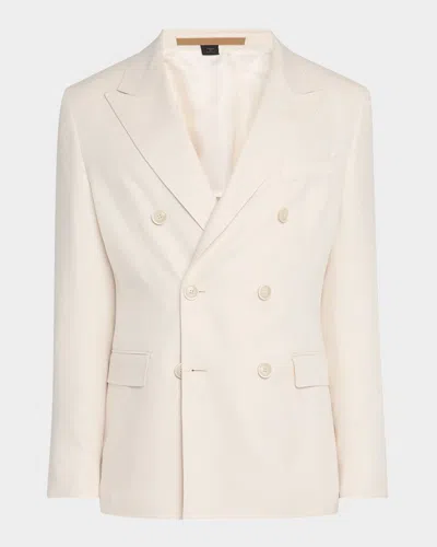 Hugo Boss Men's Heston Silk And Cashmere Double-breasted Sport Coat In White