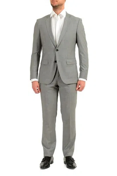 Pre-owned Hugo Boss Men's "huge4/genius3" Slim Fit Gray 100% Wool Two Button Suit