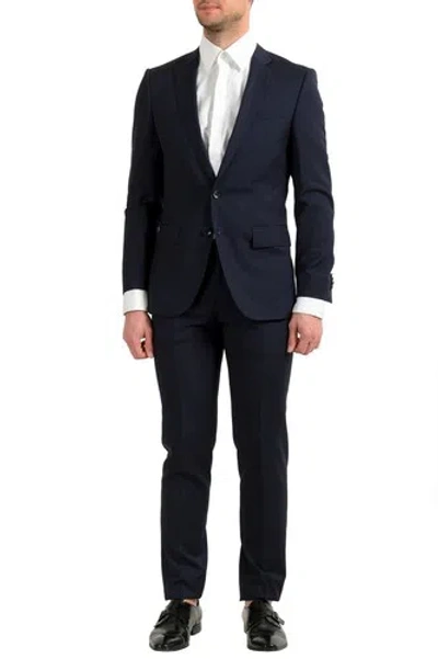 Pre-owned Hugo Boss Men's "huge6/genius5" Slim Fit Blue Plaid 100% Wool Two Button Suit