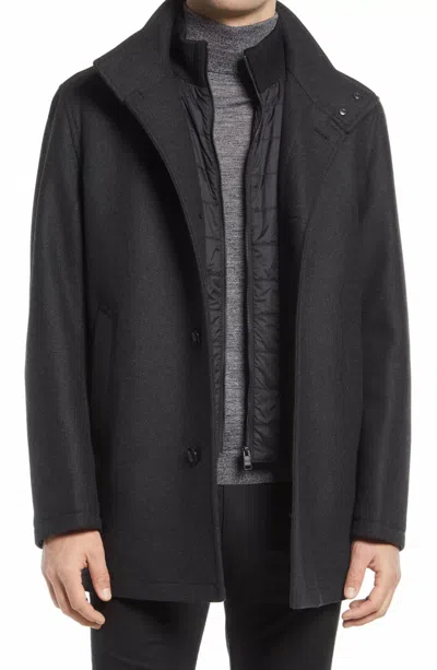 Pre-owned Hugo Boss Men's  Coxtan9 Wool-blend Car Coat Size 46r Dark Grey Brand W Tags In Gray