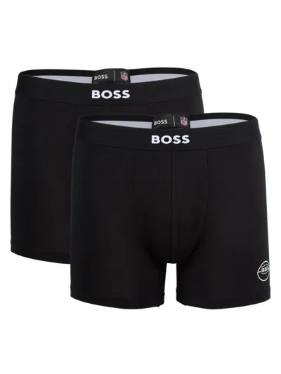 Hugo Boss Men's  X Nfl 2-pack Logo Boxer Briefs In Black