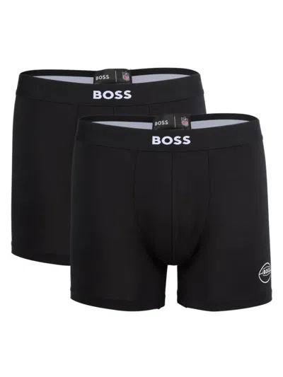 Hugo Boss Men's  X Nfl 2-pack Logo Boxer Briefs In Black