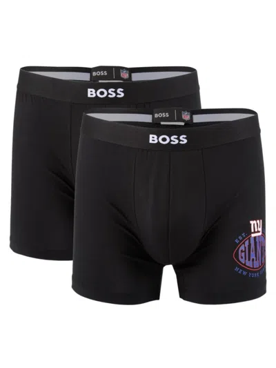 Hugo Boss Men's  X Nfl 2-piece Ny Giants Boxer Briefs In Black