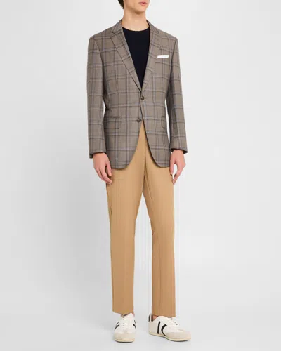 Hugo Boss Boss Hutson Slim Fit Plaid Virgin Wool Sport Coat In Light Beige