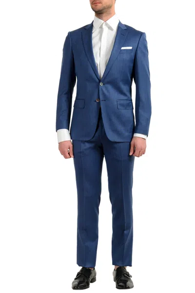 Pre-owned Hugo Boss Men's "hutson5/gander2" Slim Fit 100% Wool Blue Two Button Suit
