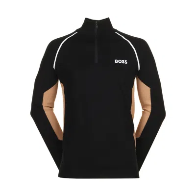 HUGO BOSS MEN'S HYDRO-X QUARTER ZIP SWEATSHIRT, BLACK