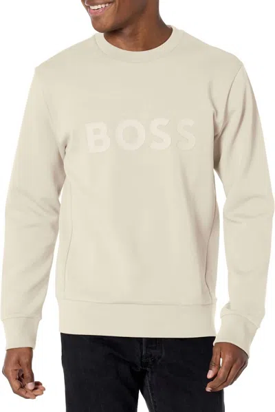 Hugo Boss Men's Iconic Logo Crewneck Sweatshirt In Navajo Cream