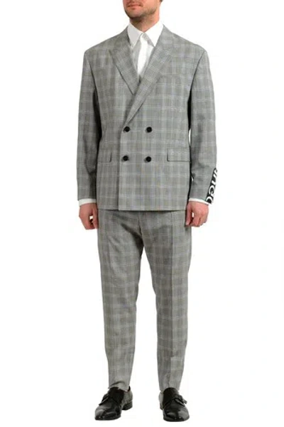 Pre-owned Hugo Boss Men's "ilan/farlys192f1" 100% Wool Plaid Double Breasted Suit In Gray