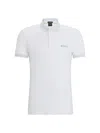 Hugo Boss Interlock-cotton Slim-fit Polo Shirt With Mesh Logo In White