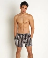 Hugo Boss Fully Lined Swim Shorts In Striped Quick-dry Fabric In Black