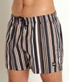 Hugo Boss Fully Lined Swim Shorts In Striped Quick-dry Fabric