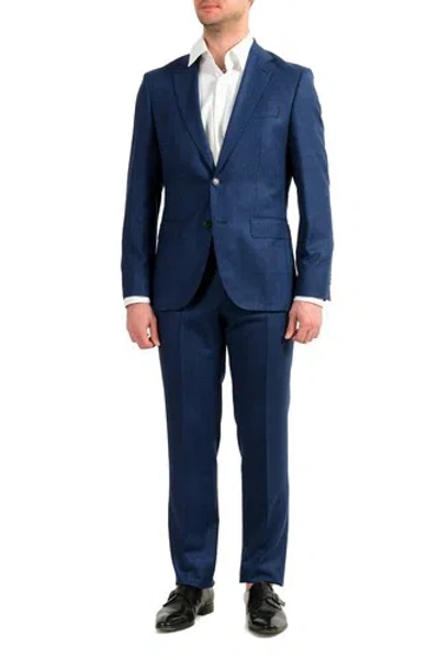 Pre-owned Hugo Boss Men's "johnstons5/lenon1" Regular Fit 100% Wool Blue Two Button Suit