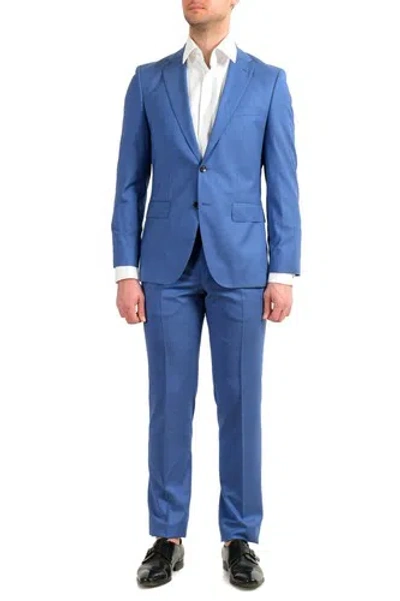 Pre-owned Hugo Boss Men's "johnstons5/lenon1" Regular Fit 100% Wool Blue Two Button Suit