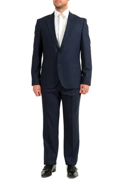 Pre-owned Hugo Boss Men's "johnstons5/lenon1" Regular Fit Plaid 100% Wool Two Button Suit In Blue/dark Blue