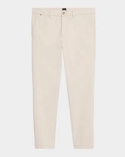 Hugo Boss Easy-iron Modern-fit Trousers In Cotton-blend Twill In White