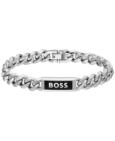 Hugo Boss Men's Kassy Emblem Stainless Steel Chain Bracelet In Silver-tone
