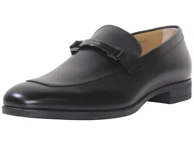 Pre-owned Hugo Boss Men's Kensington Loafer Shoes Metal Boss Buckle Black