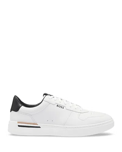 HUGO BOSS MEN'S LEATHER LACE UP SNEAKERS